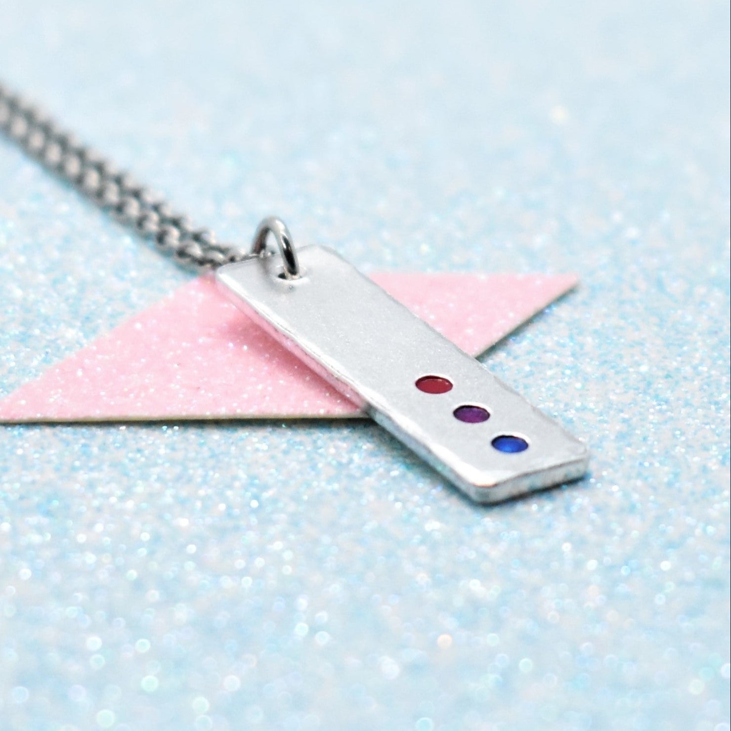 Minimalist, Bisexual Pride Necklace