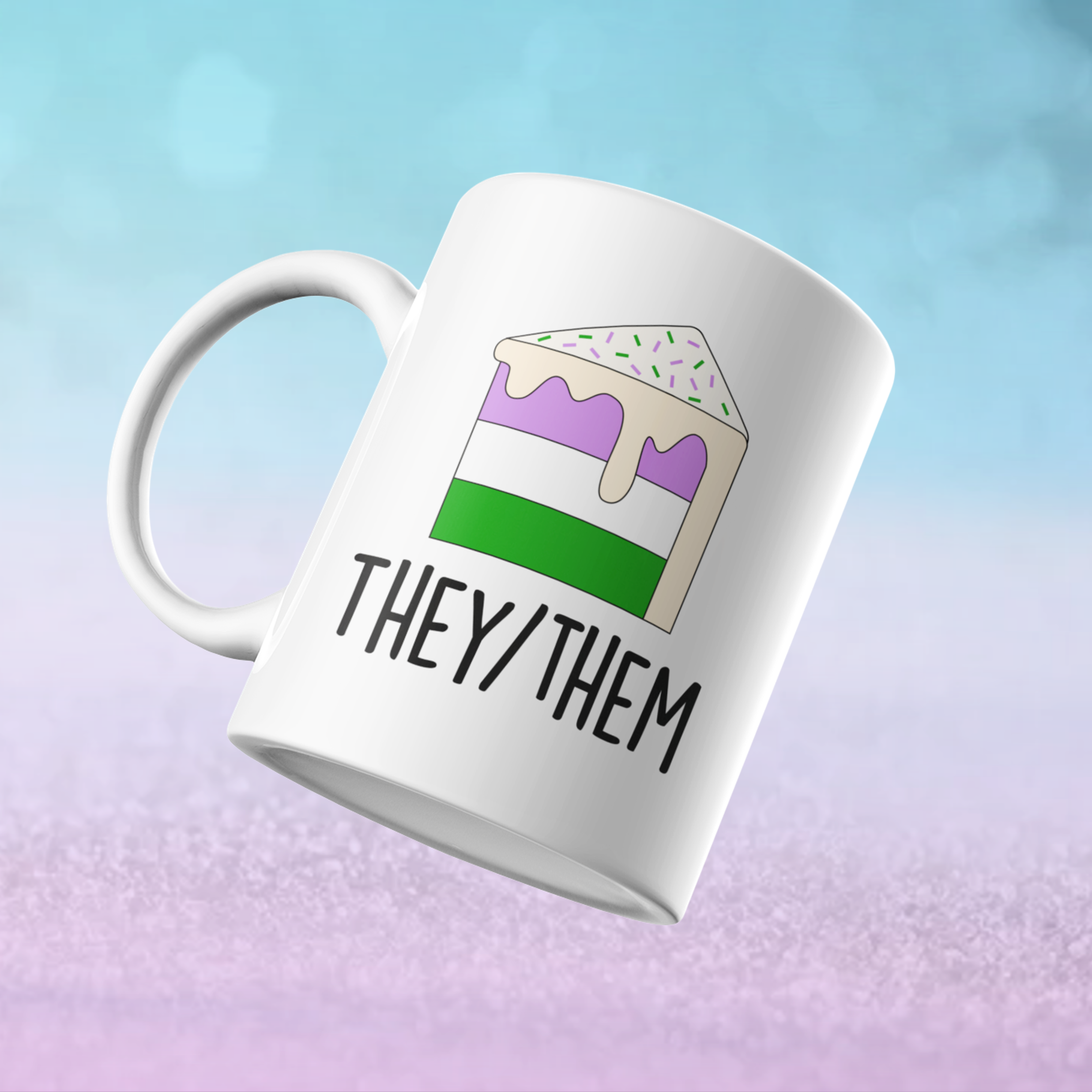 Slice of Pride, Gender Queer Pronoun Mug